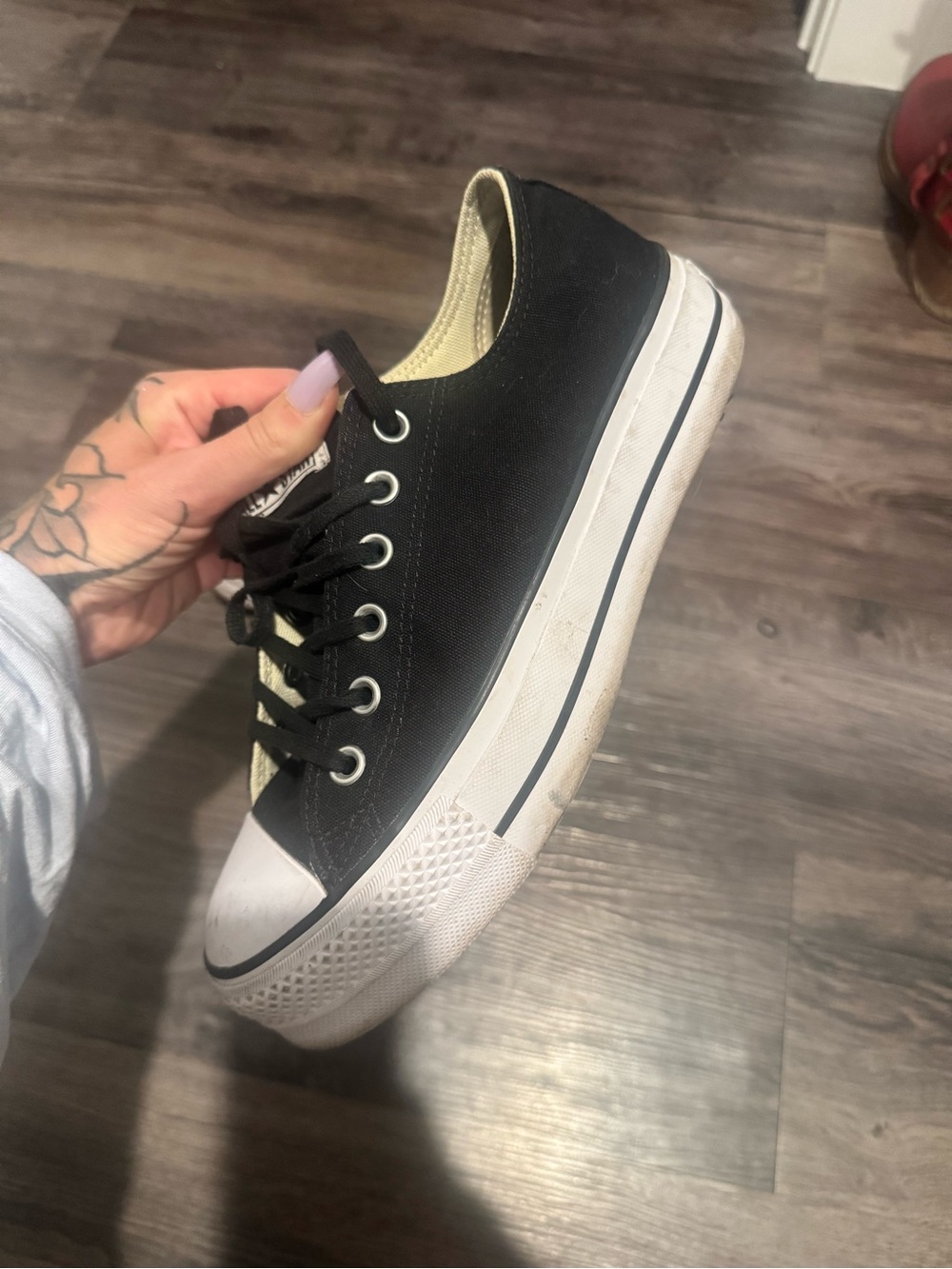 Converse Black & White Low-Top Platform Sneakers